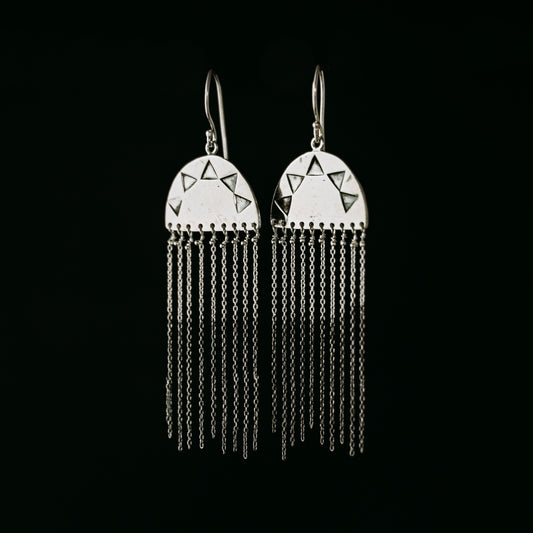 Waterfall Warrior Earrings - Silver