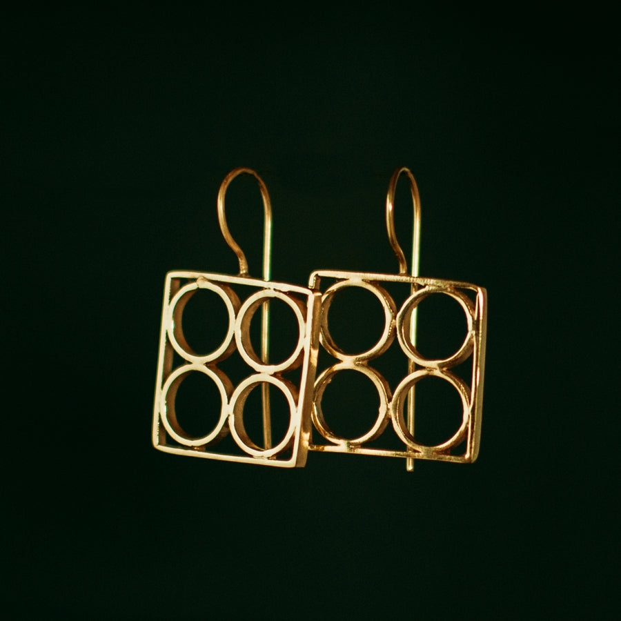 Bessa Drop Circle earrings Solid Gold
