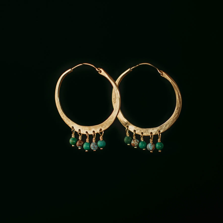 Small Beaded Hoops Gold